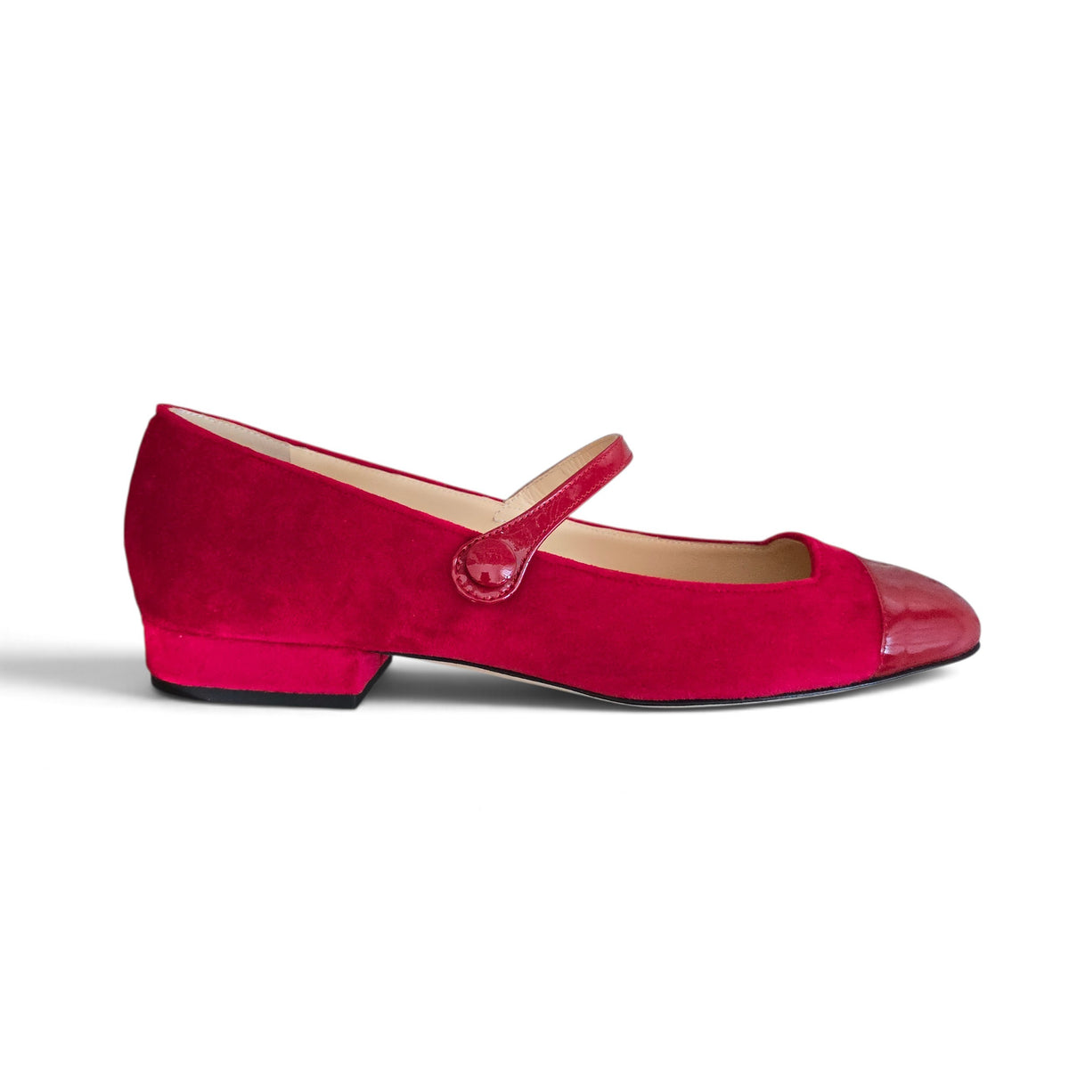 Emma ballerina tonda velluto rosso