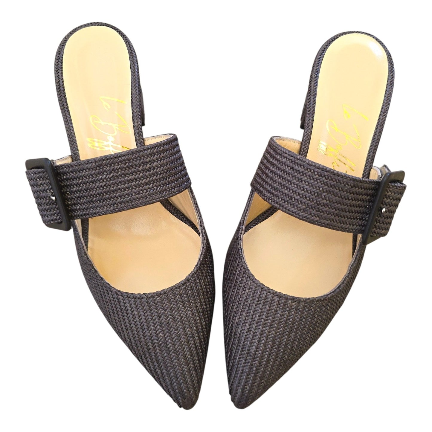 Ginevra mule 55 in rafia marrone
