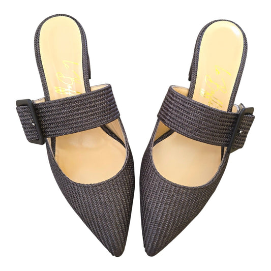Ginevra mule 55 in rafia marrone