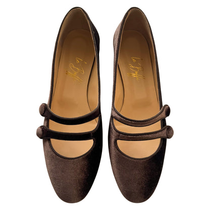 Frida tonda in velluto cioccolato