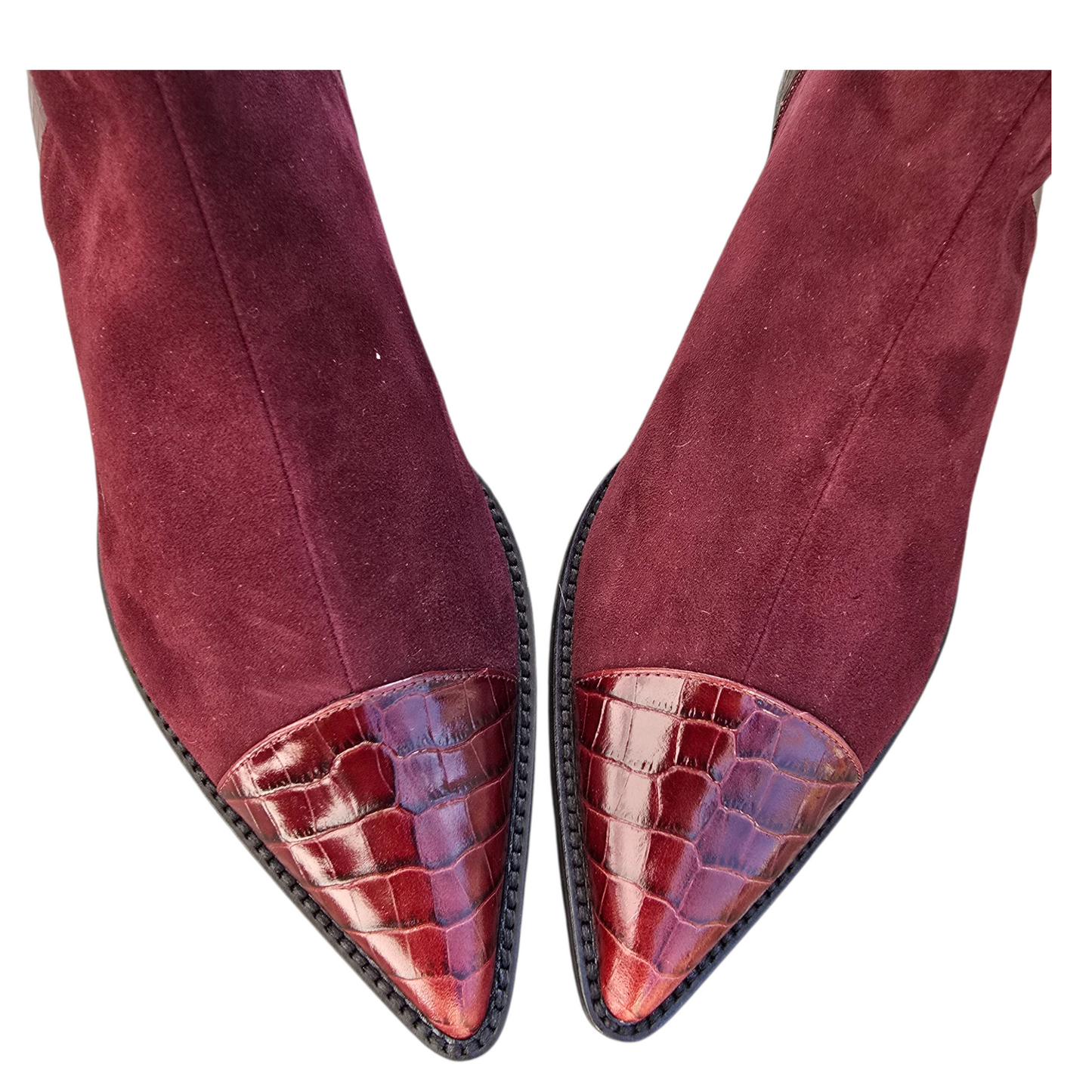 Sibilla in Camoscio terracotta e cocco burgundy