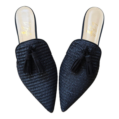 Agata mule in rafia nera