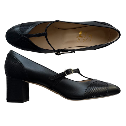 Vittoria Ballerina a punta tonda in pelle nera quadri e pelle nera 55