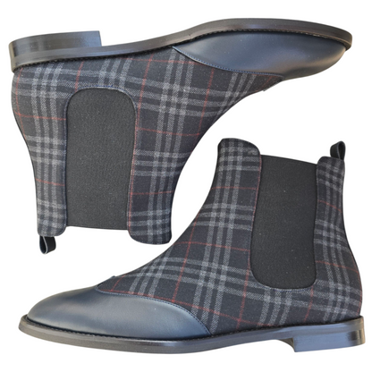 Allegra in tartan blu e pelle blu