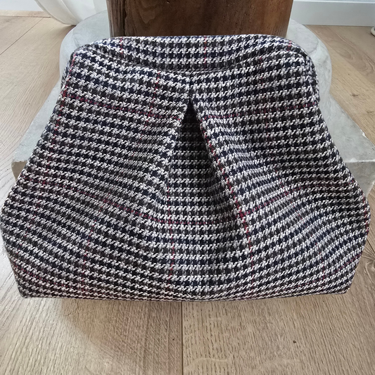 Boffina Bag in lana Pied de Poule fondo grigio