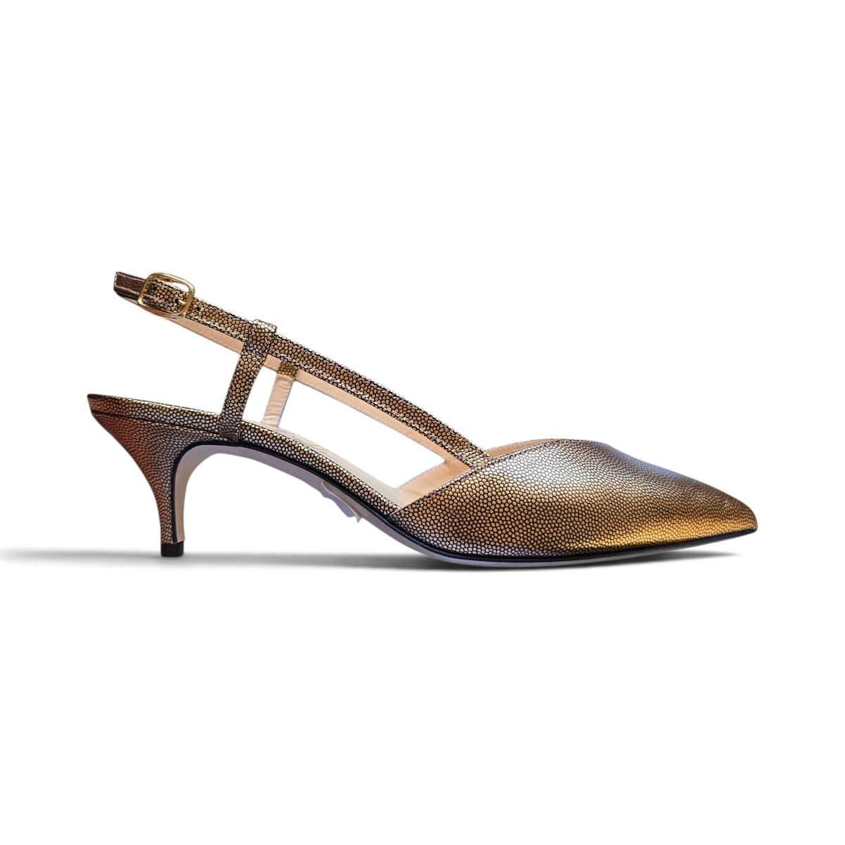 Gaia 55 in pelle pois bronzo