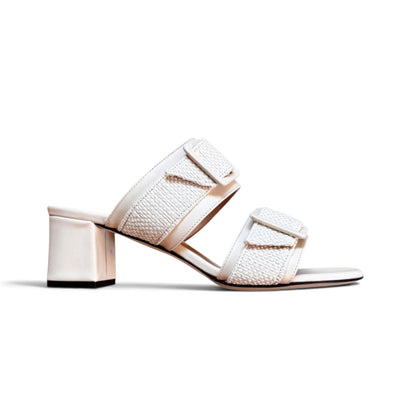 Sandalo Bianca in intrecciato bianco latte