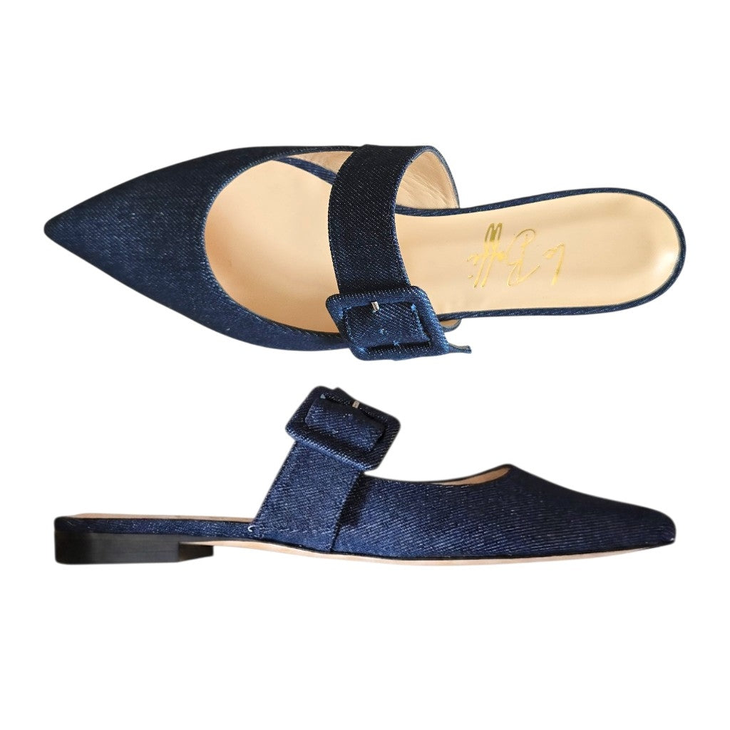 Ginevra mule in denim blu