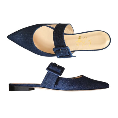 Ginevra mule in denim blu