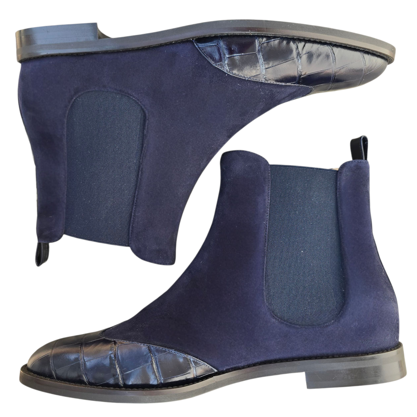 Allegra in camoscio blu e cocco blu