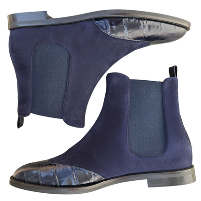 Allegra in camoscio blu e cocco blu