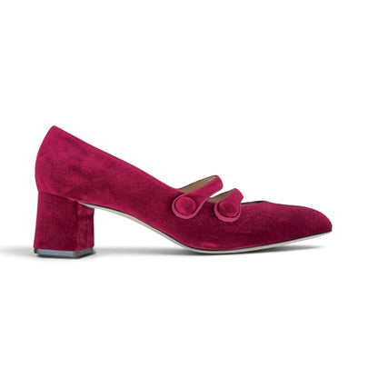 Frida round in light burgundy velvet 55