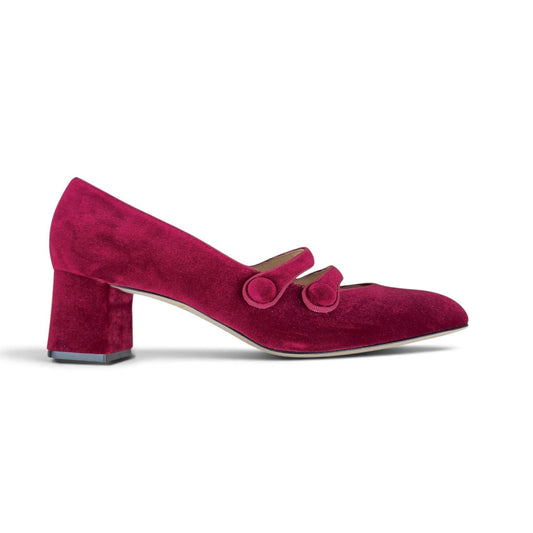Frida round in light burgundy velvet 55