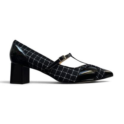 Vittoria 55 in bouclé and patent leather