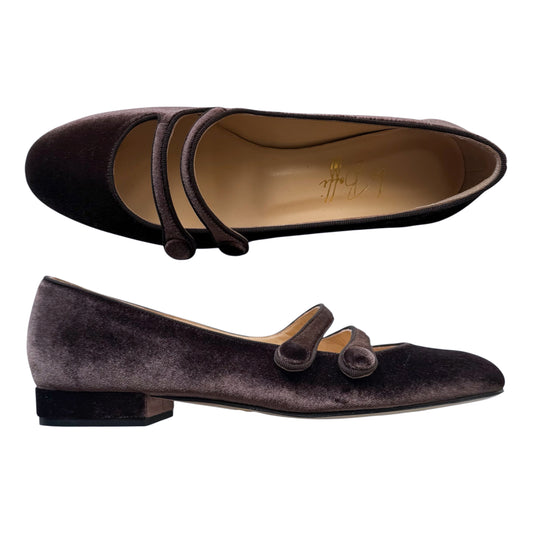 Frida tonda in velluto cioccolato