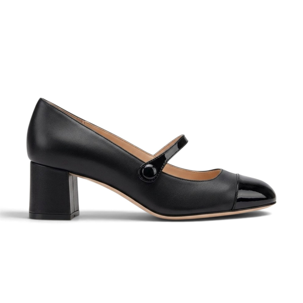 Emma tonda 55 in pelle e vernice nera