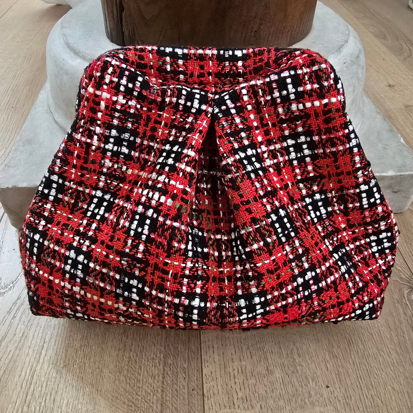 Boffina Bag in check rosso, argento e nero