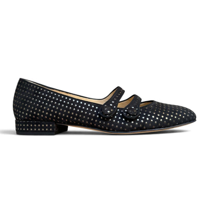 Frida round ballerina in studded fabric