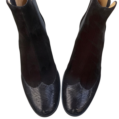 Alberta 55 in camoscio nero e rettile nero