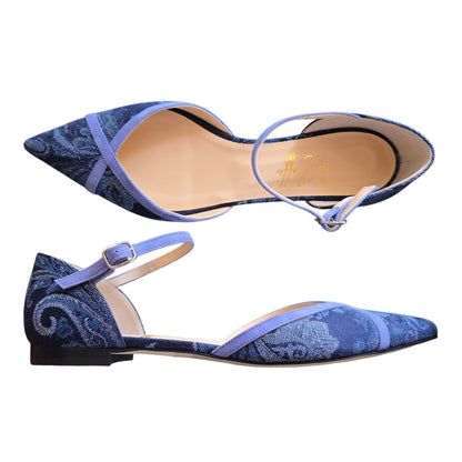 Alice in tessuto broccato blu