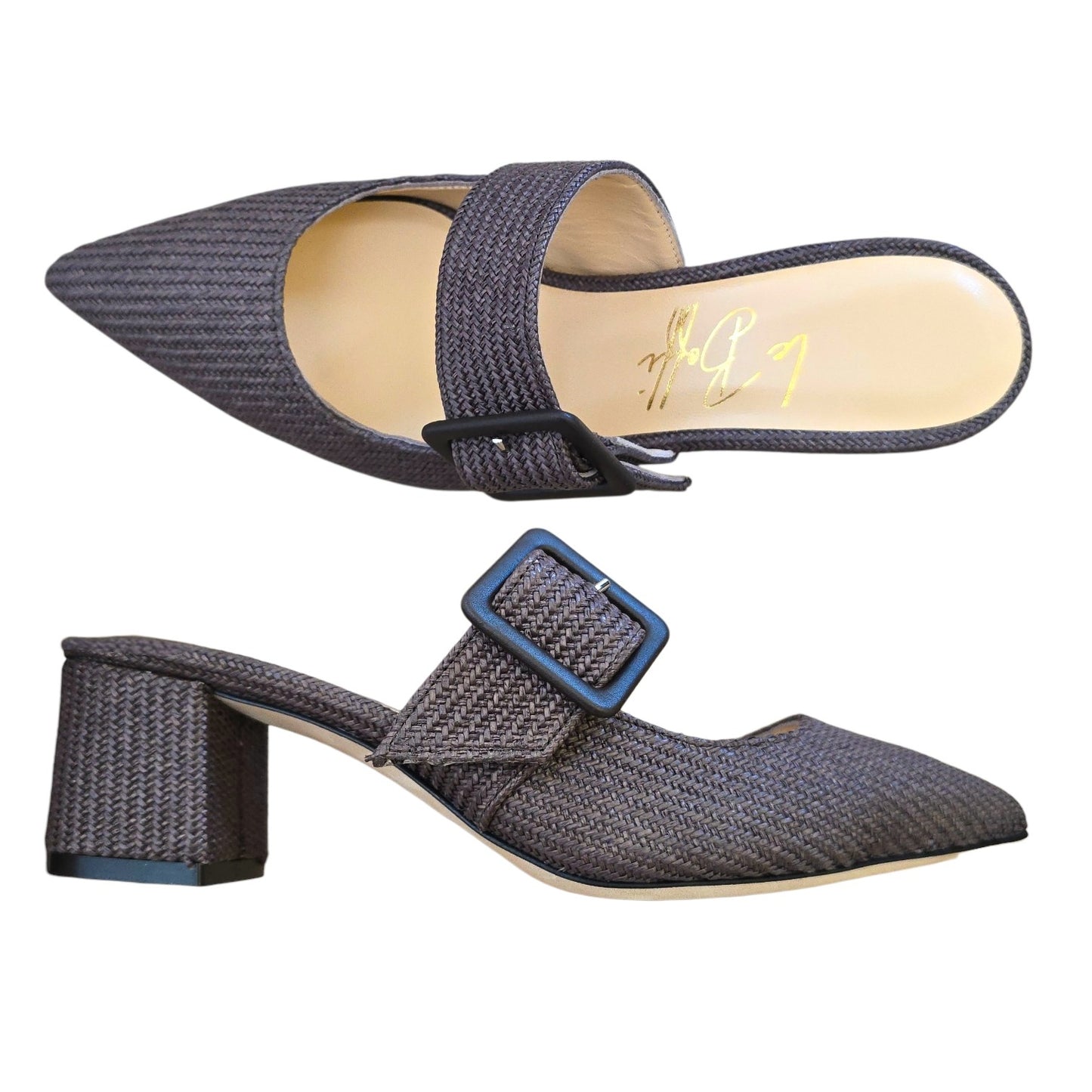 Ginevra mule 55 in rafia marrone
