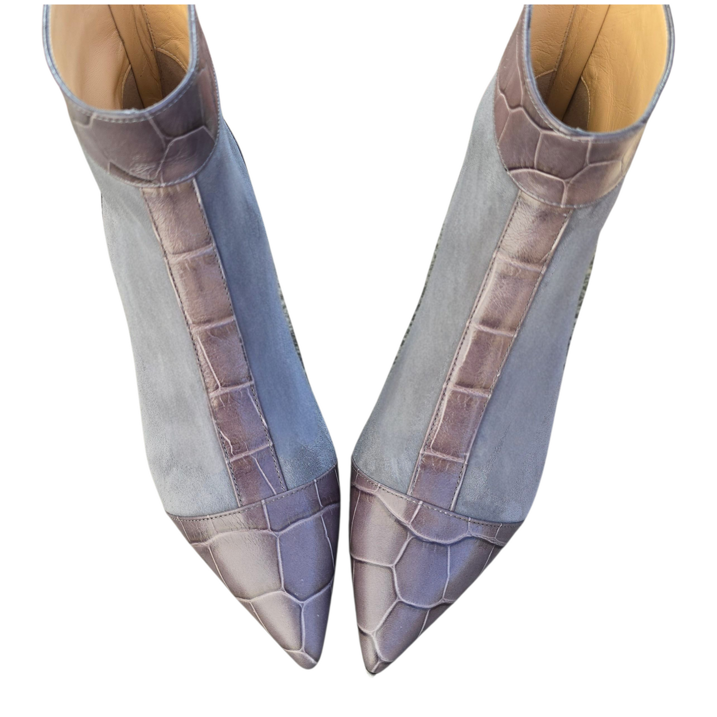 Stella 55 in camoscio grigio e cocco grigio