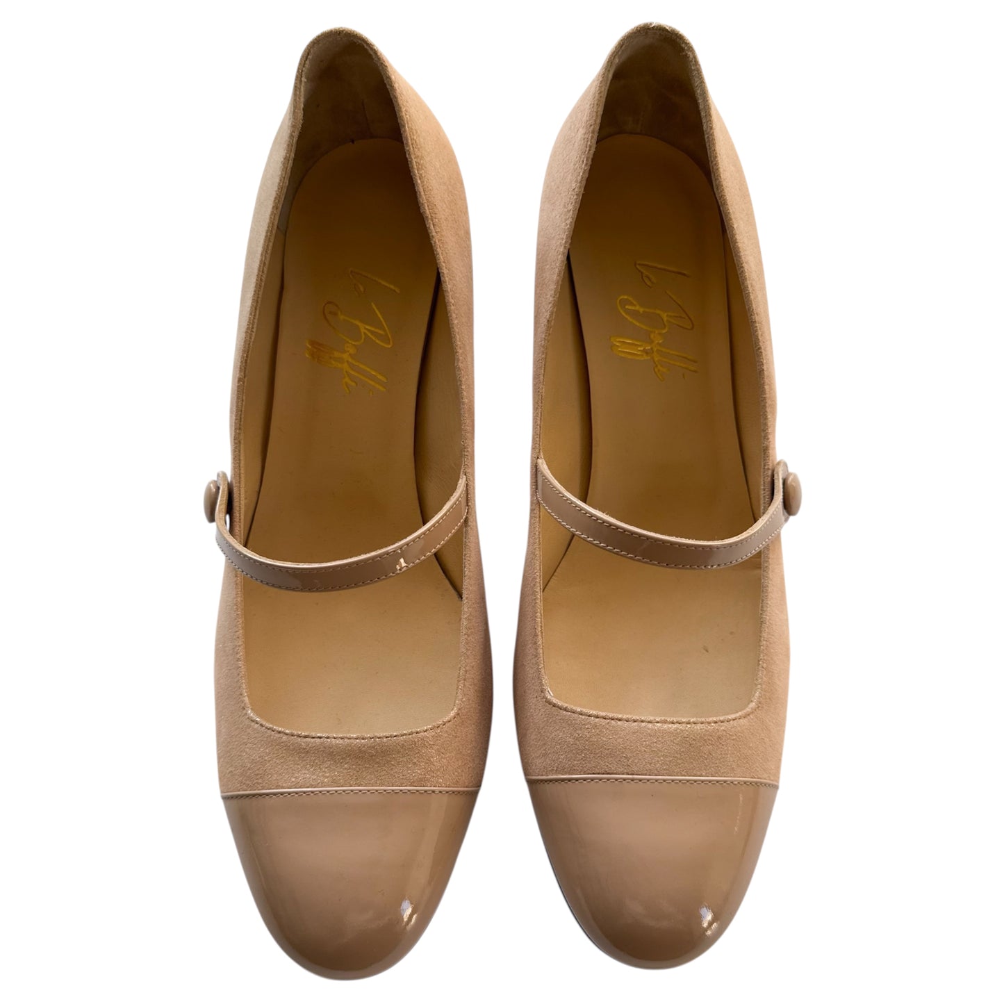 Emma ballerina tonda in pelle glitterata e vernice nude 55