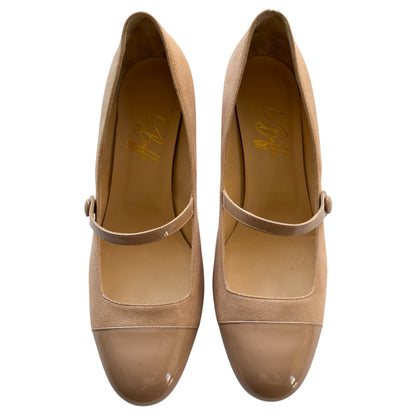 Emma ballerina tonda in pelle glitterata e vernice nude 55