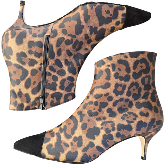 Anita 55 in pellestampa leo e camoscio nero