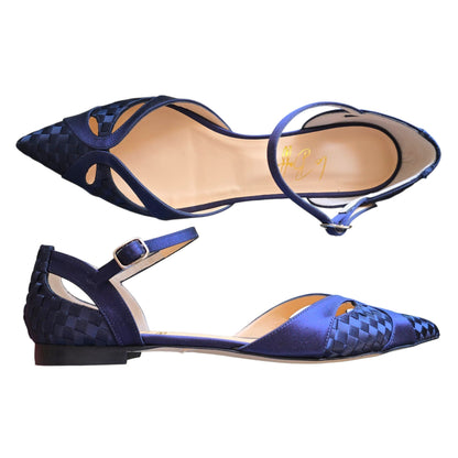 Celeste in dama di raso blu