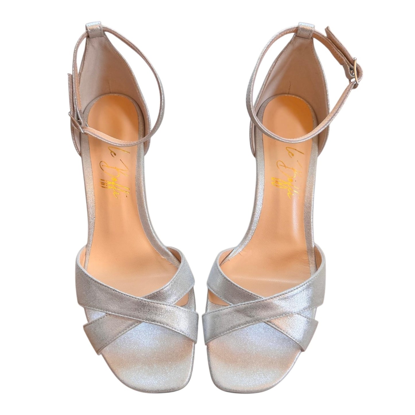 Sandalo Linda in pelle glitterata argento