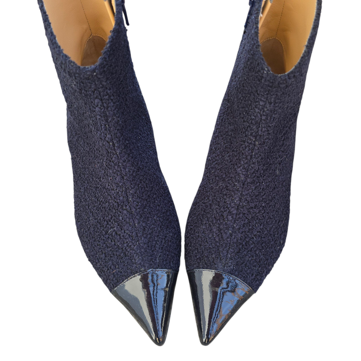 Anita stivaletto in bouclè blu notte e vernice blu