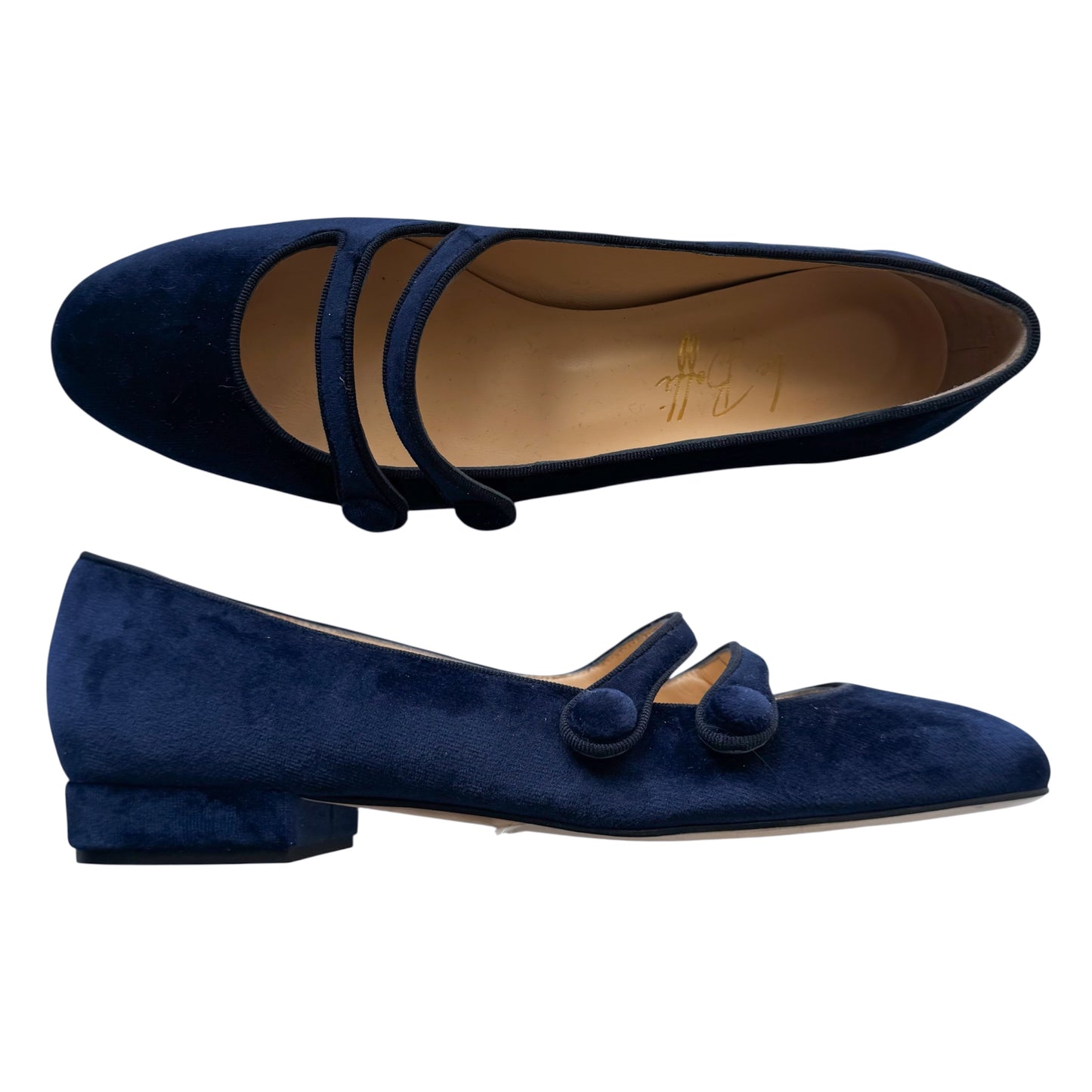 Frida tonda in velluto blu notte