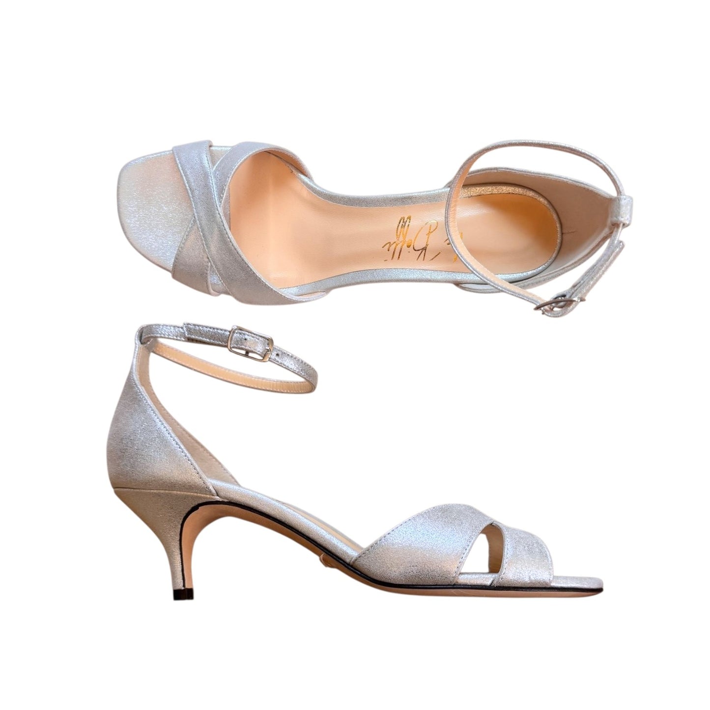 Sandalo Linda in pelle glitterata argento