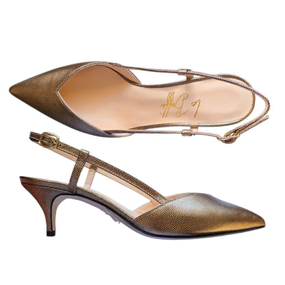 Gaia 55 in pelle pois bronzo