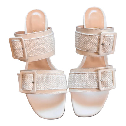 Sandalo Bianca in intrecciato bianco latte
